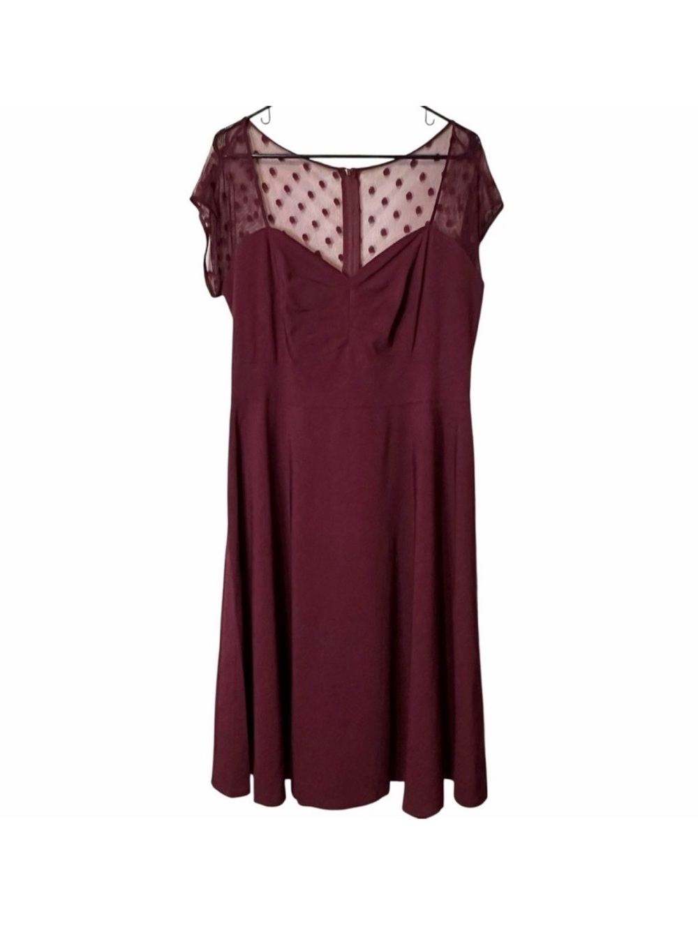 Torrid Merlot Dot Mesh Cocktail Dress Burgundy Elegant 20